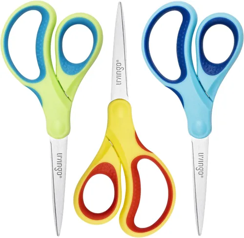 Vista 8 de LIVINGO Tijeras para niños 7" Tijeras de artesanía escolar punta puntiaguda