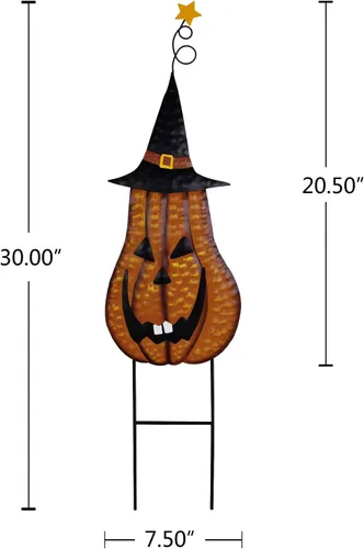 Vista 6 de Linfevisi Estacas de metal para jardín de Halloween, letrero de Halloween, decoración de calabaza, estacas de metal Jack-O'-Lantern, decoración