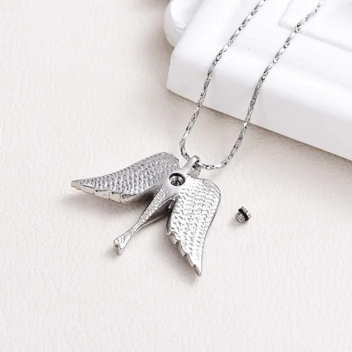Vista 5 de Imrsanl Joyería de cremación con dije de ángel para dama, medallón conmemorativo de ceniza, collar de urna para cenizas, alas, joyería de recuerdo