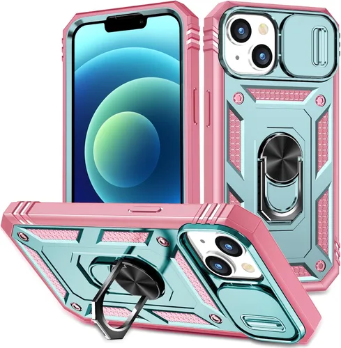 Vista 14 de Funda para iPhone 11, soporte giratorio y cubierta deslizante Verde Rosa