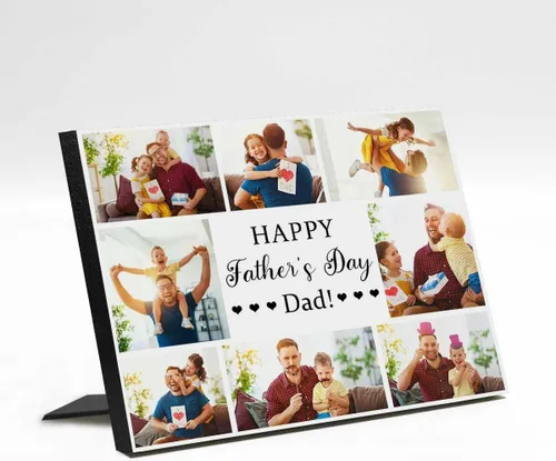 Vista 25 de InterestPrint Panel de fotos personalizado para papá y nombre para exhibición de mesa, Papá te amamos más que todas las estrellas en el cielo, marco