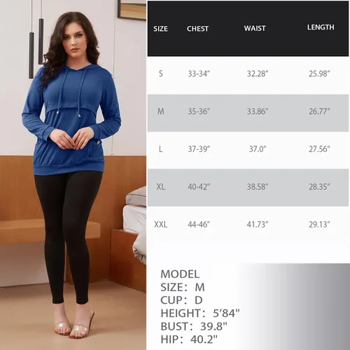 Vista 72 de GINKANA Sudadera con capucha para mujer, manga larga, lactancia materna, ropa casual