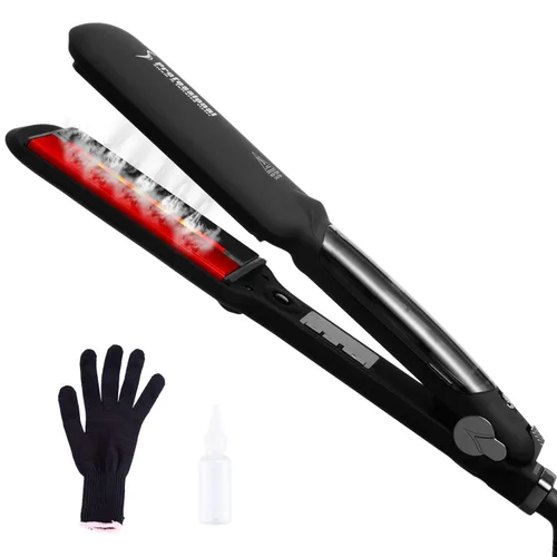 Vista 10 de DORISILK Alisadores de Vapor 2.0 Mejorados para el Cabello, Plancha Plana de Vapor de Turmalina Cerámica Profesional de Salón Alisador de Cabello
