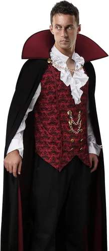 Vista 5 de Disfraz de vampiro de diablo para hombre adulto, camisa medieval, renacentista, victoriano, gótico, Halloween, cosplay, capa larga