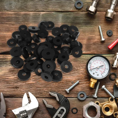 Vista 6 de Uonlytech Kit surtido de 58 piezas de lavadoras de grifo, arandelas de grifo y tornillos Bibb de latón surtido de arandelas planas y biseladas