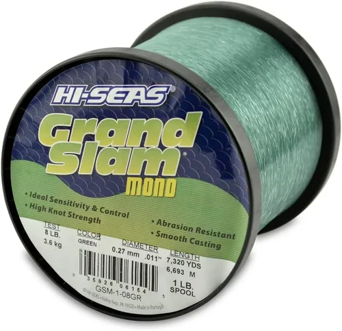 Vista 52 de Sedal de Pesca de Monofilamento HI-SEAS Grand Slam - Fuerte y Resistente a la Abrasión en Transparente, Rosa, Verde, Azul Ahumado, Amarillo Amarillo