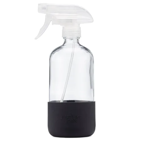 Vista 14 de Botella de vidrio transparente con funda de silicona para soluciones de limpieza, aceites esenciales, plantas, vinagre, 16 onzas, recargable, apta