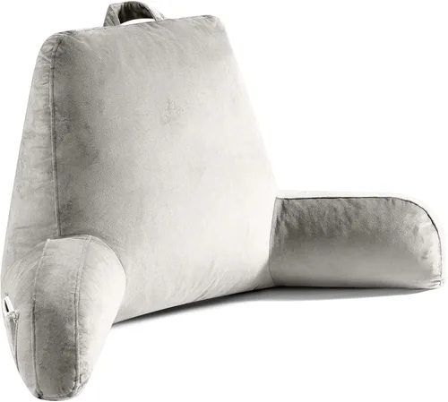 Vista 10 de OAISZ - Almohada de lectura para sentarse en la cama para adultos, almohada de lectura con espuma viscoelástica triturada, almohada de cama con Beige