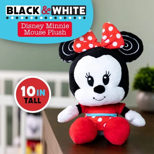 Vista 2 de KIDS PREFERRED Disney Baby Minnie - Peluche arrugado de alto contraste, color blanco y negro, niños y niñas a partir de 0 años (81263)