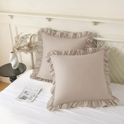 Vista 16 de KKJIAF Paquete de 2 fundas de almohada con volantes de 18 x 18 pulgadas
