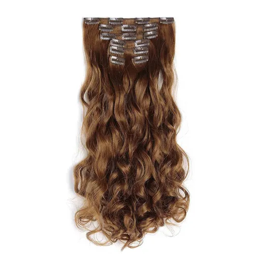 Vista 14 de OneDor® Extensiones de cabello sintético rizado de 20 pulgadas, 7 unidades, 4.53 oz (#99J rojo vino)