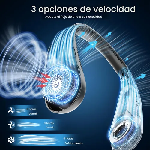 Vista 4 de Hotsales Ventilador de cuello, manos libres, sin aspas, portátil, recargable, funciona con batería de 6000 mAh, ventilador personal portátil