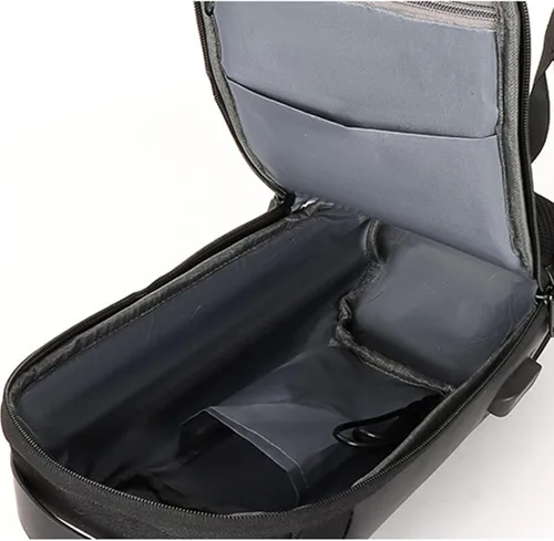 Vista 5 de Bolsa de pecho antirrobo, bolsas casuales geniales con bloqueo de contraseña, bolsa de mensajero deportiva de moda con un hombro para hombre