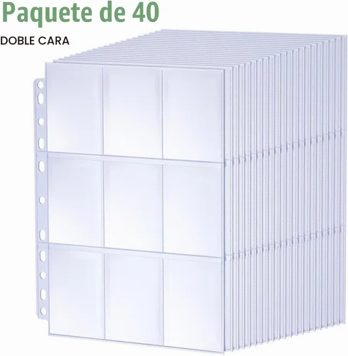 Vista 9 de ABLY 540 bolsillos de doble cara para tarjetas intercambiables, 9 bolsillos, protectores de tarjetas de juego de plástico transparente