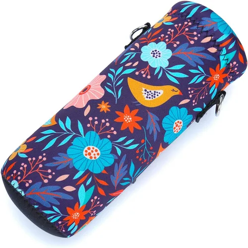 Vista 2 de AMARY - Bolsa de transporte de neopreno para botella de agua, con correa ajustable para el hombro, cubierta aislada para botellas de acero Aves