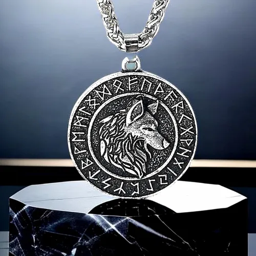 Vista 5 de Leprato Collar vikingo nórdico, amuleto de runa vikinga nórdica, dije de amuleto vikingo, regalo de joyería para hombres y mujeres