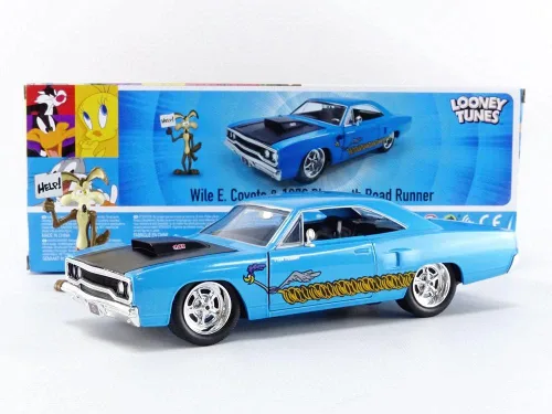 Vista 10 de Jada Looney Tunes 1:24 1970 Plymouth Roadrunner - Coche fundido a presión y figura de Wile E. Coyote de 2.75 pulgadas, juguetes para niños y adultos