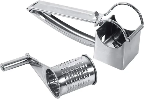 Vista 9 de Rallador de cocina multifuncional para manualidades rotativo de acero inoxidable para queso, 1 tambores Diseño elegante, herramienta de trituración