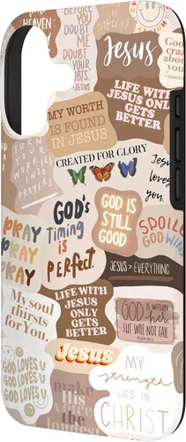 Vista 2 de Funda estética para iPhone 17 con frases positivas con versículos bíblicos cristianos