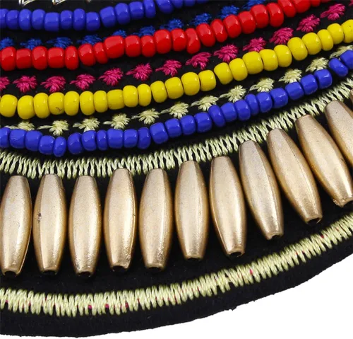 Vista 4 de YAZILIND Gargantilla de estilo étnico con múltiples cuentas de mijo para mujer