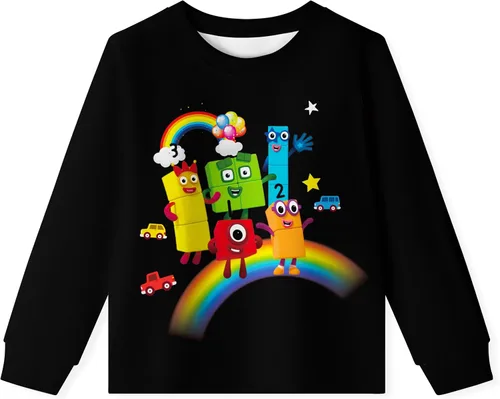 Vista 2 de Didadi Conjunto de camisas largas y pantalones para niños y niñas, dibujos animados para el hogar, uso diario, ropa casual para 2 a 12 años