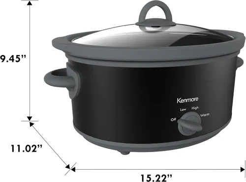 Vista 6 de Kenmore 88918 Olla de cocción lenta de 5 cuartos de galón en negro