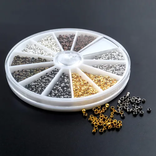 Vista 4 de Aylifu 2250 cuentas de tubo para hacer joyas, extremos redondos y sueltos, cuentas espaciadoras de metal para hacer joyas, 2 tamaños, 6