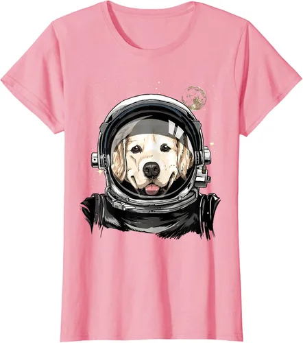 Vista 11 de Camiseta para amantes de los perros de los astronautas del espacio exterior Golden Retriever Lover, Negro