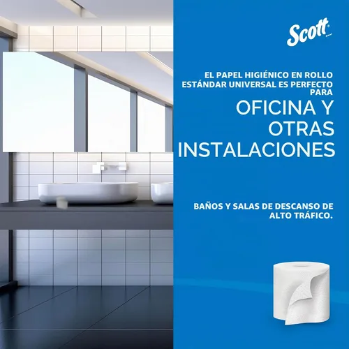 Vista 9 de Scott Professional 100% Fibra Reciclada Rollo Estándar de Papel Higiénico a Granel (13217), 2 Capas, Diseño Elevado, Blanco, Envuelto