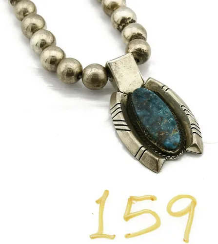 Vista 9 de Navajo - Collar de turquesa con diamantes azules de plata 925 hecho a mano, turquesa