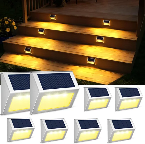 Vista 8 de JSOT - Luces solares de exteriores para terraza, impermeable, funciona con energía solar, luz led inalámbrica para pasarela, patio, escaleras