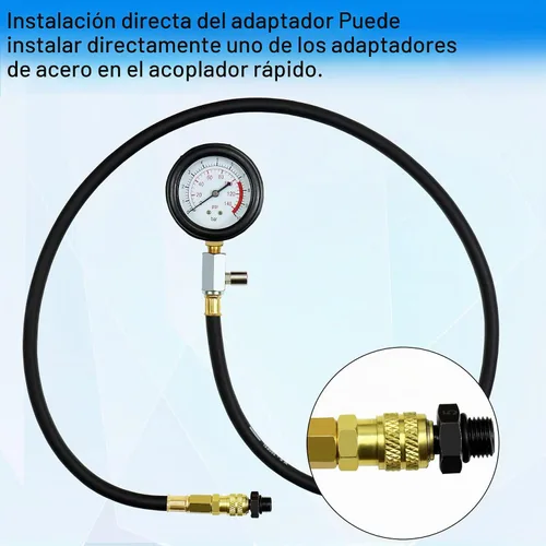 Vista 7 de JoyFans Herramienta probadora de presión de aceite, kit de medidor de presión de aceite de 0-140PSI para sistema de combustible, sensor mecánico
