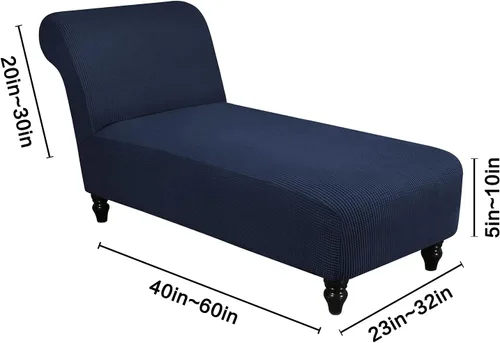 Vista 8 de Funda para tumbona sin brazos, fundas elásticas para tumbonas para sala de estar, funda de chaise lounge sin brazos, fundas de interior para Azul