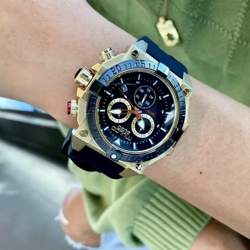 Vista 5 de MULCO Reloj para hombre Kripton de acero inoxidable con correa de silicona Movimiento cronógrafo de cuarzo Pantalla analógica premium, resistente al