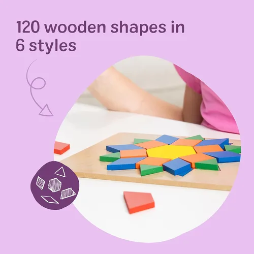 Vista 2 de Melissa & Doug, Juego clásico de bloques de patrones y pizarras, Estándar, Multi