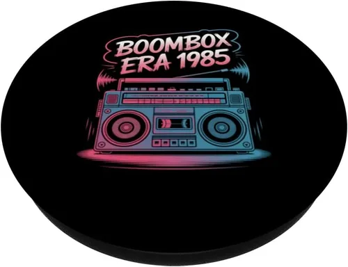 Vista 2 de Vintage Boombox Era 1985 Retro 80s Music Lover PopSockets Adhesive PopGrip