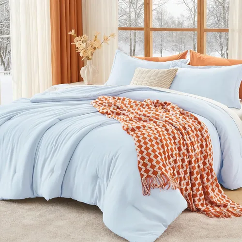 Vista 54 de MUXHOMO Juego de edredón beige tamaño individual/individual XL, ropa de cama alternativa ultrasuave para todas las estaciones. El juego de cama
