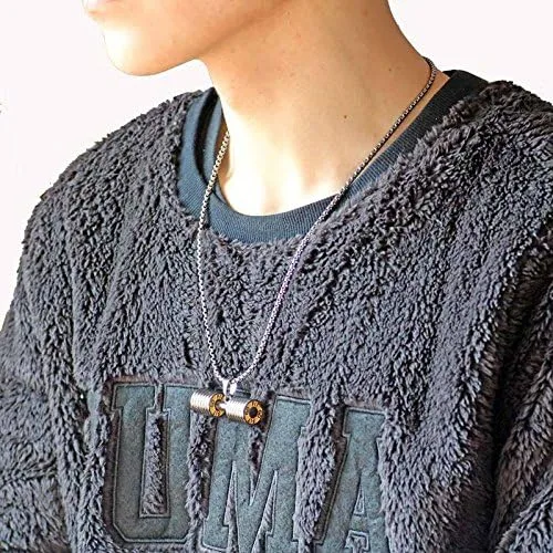 Vista 3 de JAJAFOOK Jewelry - Collar con dije de cadena de mancuernas de acero inoxidable para hombre y mujer