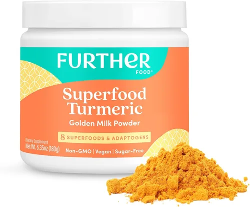 Vista 9 de Further Food Superfood - Polvo de raíz de cúrcuma – Máxima absorción, refuerzo inmunológico natural, mezcla de leche dorada, sin azúcar, keto