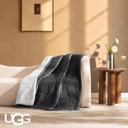 Vista 2 de UGG Nita - Manta de forro polar esponjoso y suave, 50 x 70 pulgadas, color Gris