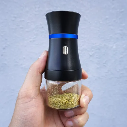 Vista 4 de Spacenight Molinillo eléctrico de hierbas compacto para capullos de flores, recargable por USB, 2 cámaras de vidrio de 1.7 onzas, ideal para llevar