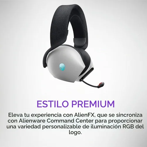 Vista 9 de Alienware AW720H Auriculares inalámbricos para juegos de modo dual - Sonido espacial Dolby Atmos, inalámbrico 2.4 GHz, cable de conector de 0.138