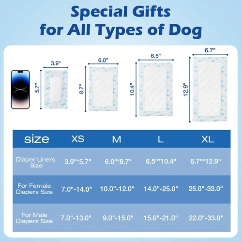 Vista 2 de Forros desechables para pañales para perros, almohadillas elevadoras para perros machos y hembras, insertos de pañales para perros que se adaptan a