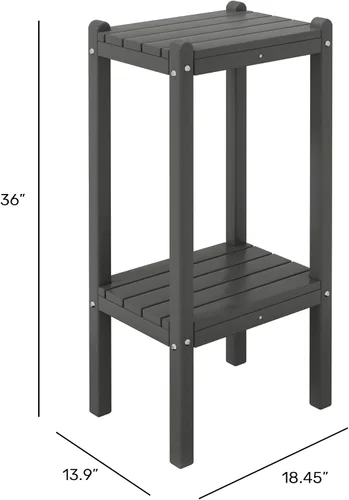 Vista 3 de WestinTrends Malibu Adirondack HDPE - Mesa auxiliar de 2 niveles para patio, 36 pulgadas, color marrón oscuro