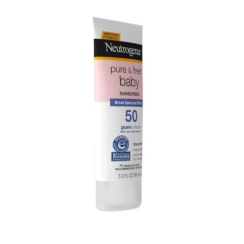 Vista 14 de Neutrogena Pure & Free, loción protectora solar para bebés SPF 50, sin lágrimas, sin fragancia Óxido de zinc, resistente al agua (80 min)