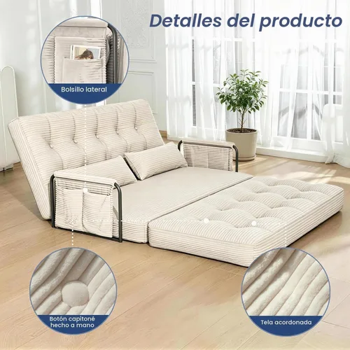 Vista 7 de Kullavik Sofá cama futón,Sofá cama convertible,Sofás deshuesados plegables Beige