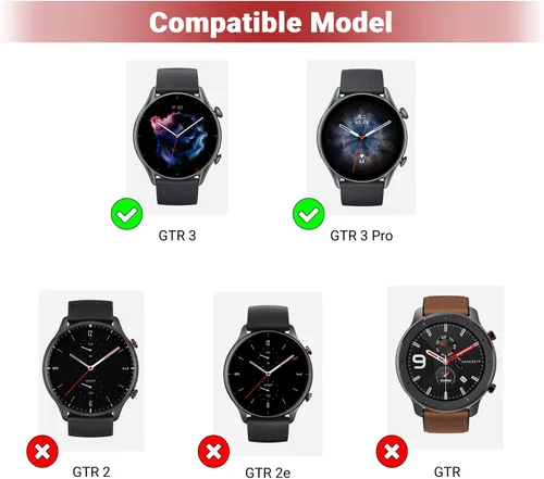Vista 2 de Funda compatible con Amazfit GTR 3 Pro/GTR 3 Protector de pantalla de vidrio templado, carcasa de policarbonato duro, cubierta completa, carcasa