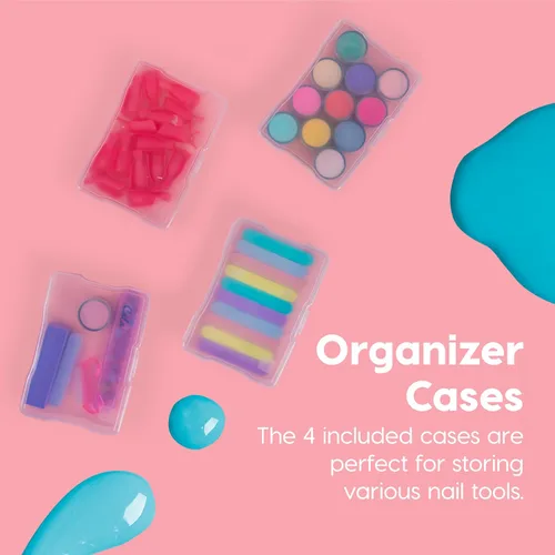 Vista 6 de IRIS USA Estuche de tren cosmético con organizador de esmalte de uñas y 4 estuches internos con asa, paquete de 2, caja de almacenamiento portátil
