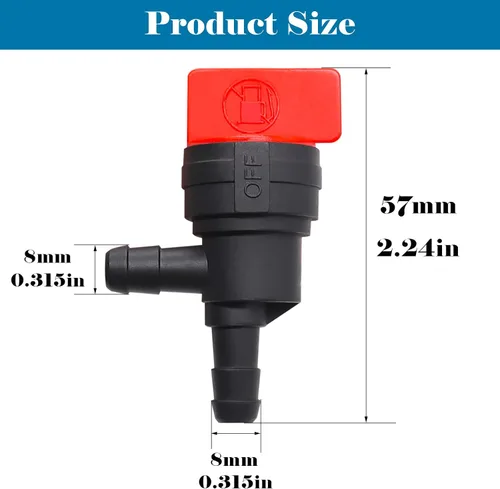 Vista 3 de Tnisesm 2 piezas de válvula de cierre de combustible de 90° con abrazadera para Briggs y Stratton 9494768 493960 698183 698181 697947 5019H 5019K