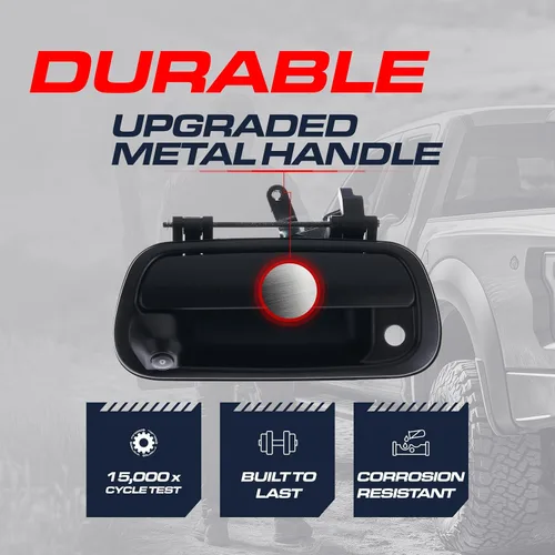 Vista 2 de Master Tailgaters Manija de Compuerta Trasera de Metal Negro con Cámara de Respaldo de Repuesto para Toyota Tundra (2000-2006) IP68 Resistente al